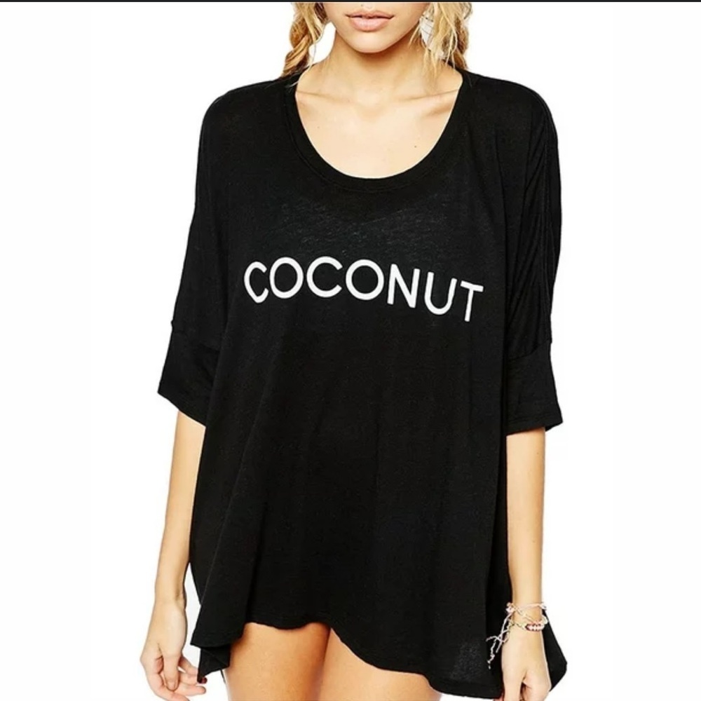 NWOT Wildfox COCONUT Print Swimwear Bikini Cover Up Beach Dress T-Shirt XS,M,L